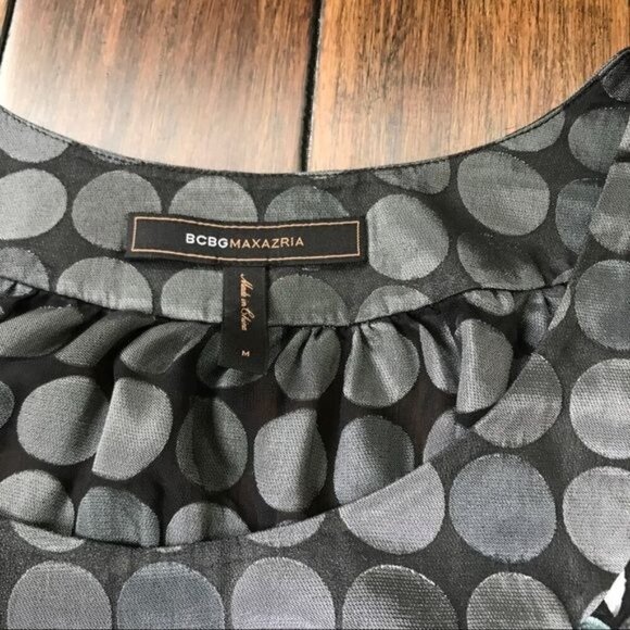 BCBGMaxAzria Gray & Blue Polka Dot Top Size M Silk blend - Picture 6 of 10